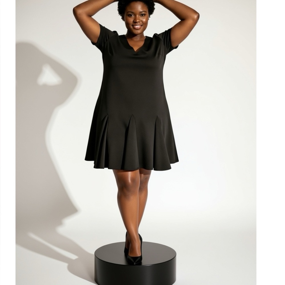 Ashley Stewart Elegant Black Midi Dress